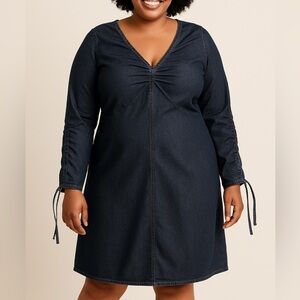 Vintage FUBU Denim Dress Size 16W Y2K Hip Hop Streetwear Long Sleeve